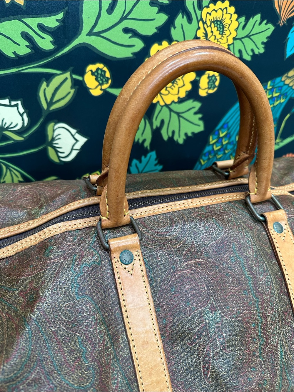Vintage Etro Milano Arnica Paisley Weekender Duffle Bag Made in Italy - Picture 8 of 14